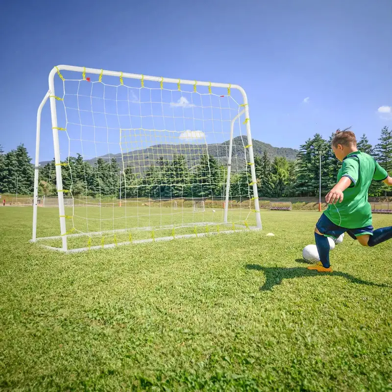 White 2-in-1 Kids Football Goal & Rebound Net | 187×122.5cm with 5-Angle Adjustable Frame | COSTWAY