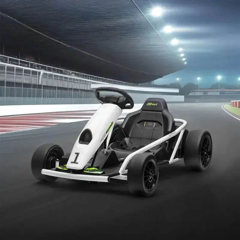 White 24V Electric Drift Go-Kart for Kids – Dual-Drive, Max Speed 13 km/h by HOMCOM