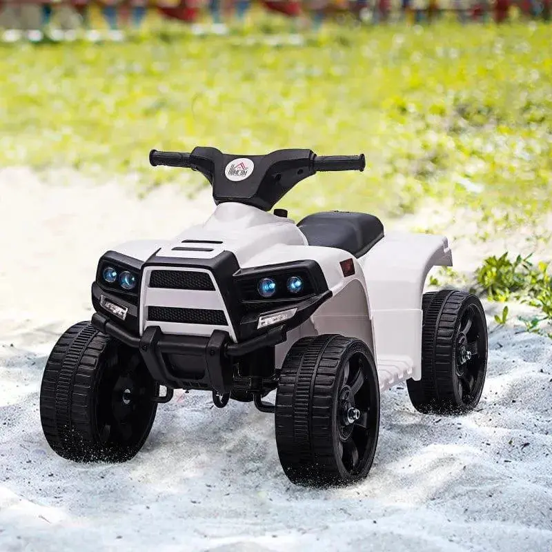 White 6V Kids’ ATV Ride-On | Directional Control, Lights, and Playful Audio | HOMCOM