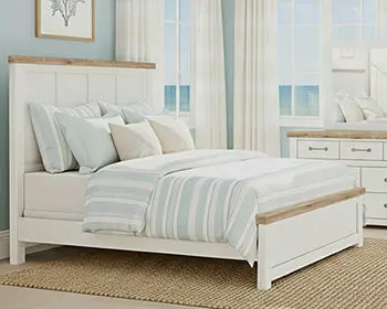 White-and-Brown Savonport Seven-Drawer Wide Dresser