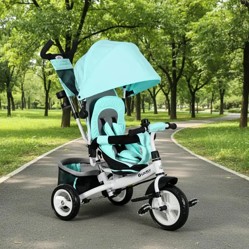 White & Green 6-in-1 Toddler Trike – Parent-Controlled Convertible Ride-On | HOMCOM