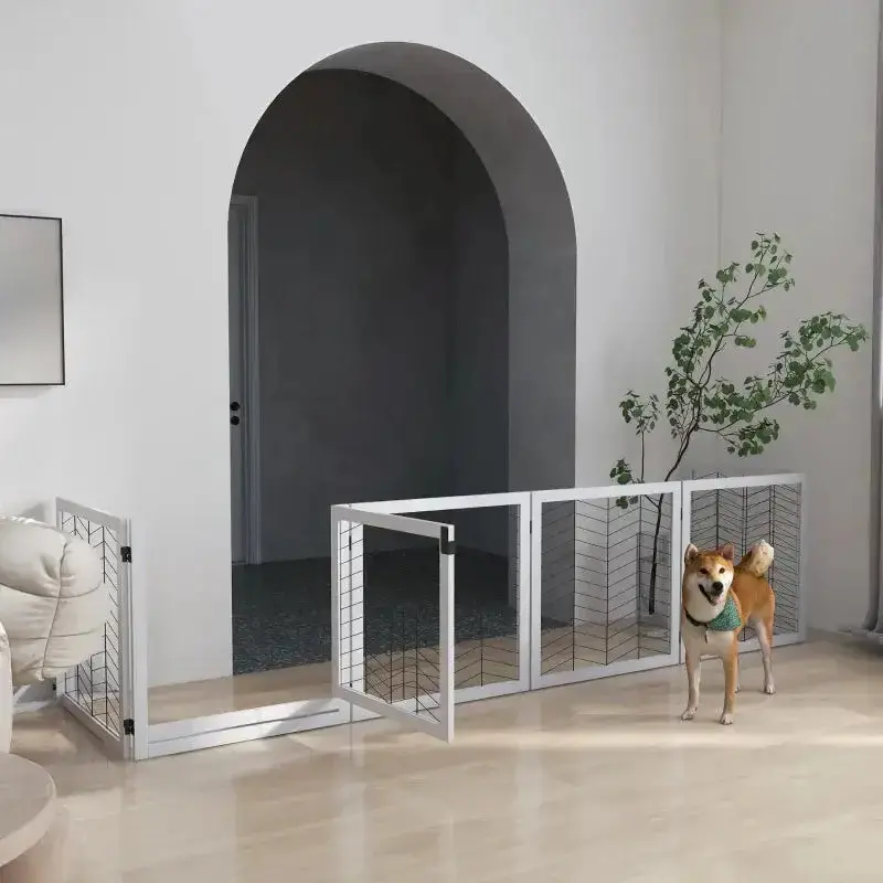 White Pine Wood 8-Panel Foldable Indoor Dog Playpen – Stylish Puppy Enclosure – PAWHUT