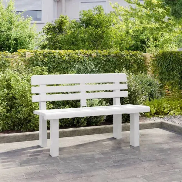 White Polypropylene Outdoor Bench | All-Weather Garden Seat with Ergonomic Backrest by VIDAXL