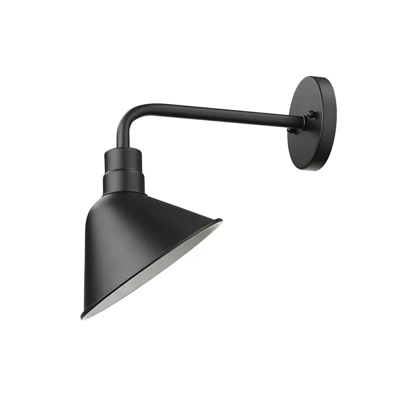 Wide-Shade Matte Black Energy-Efficient LED Wall Light