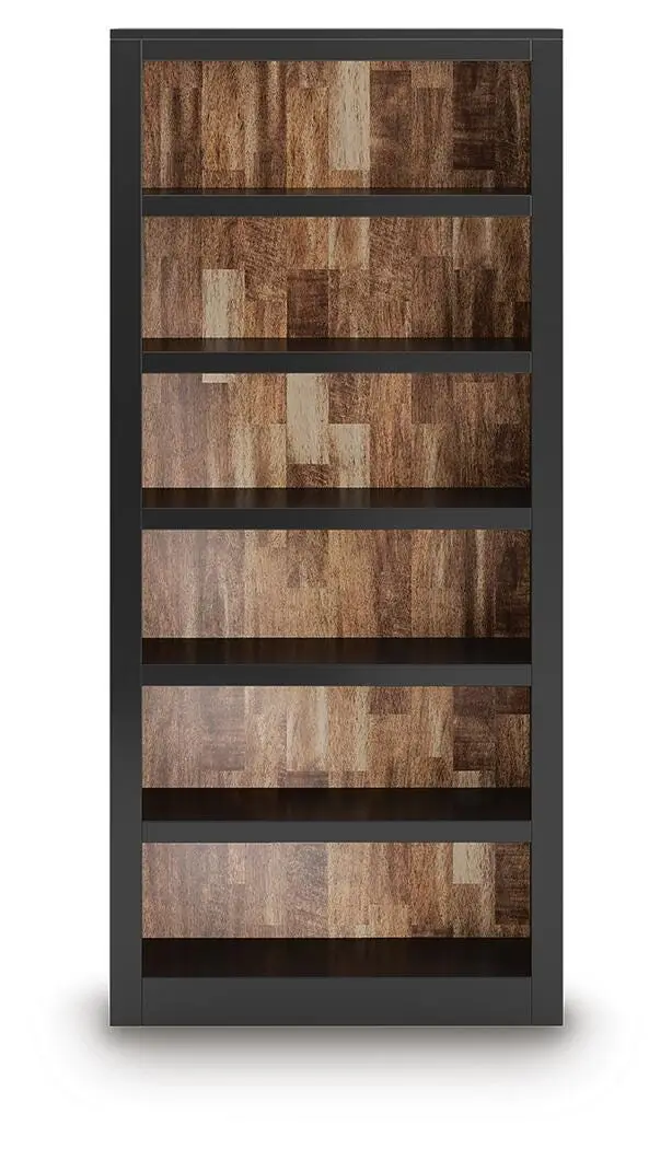 Wildenauer Brown-and-Black Industrial-Style Bookshelf