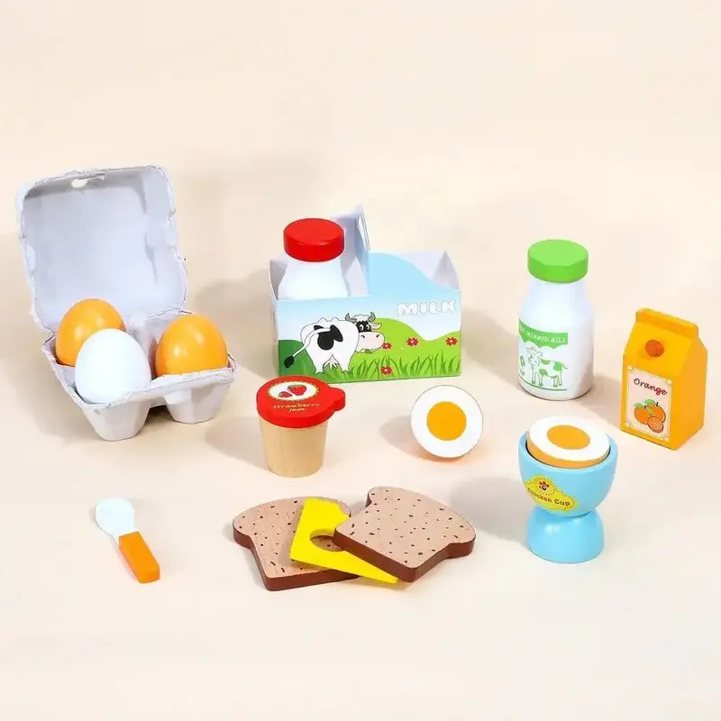 Wooden Breakfast Play Food Set – Magnetic Pancakes, Eggs & Toast for Interactive Kitchen Role-Play
