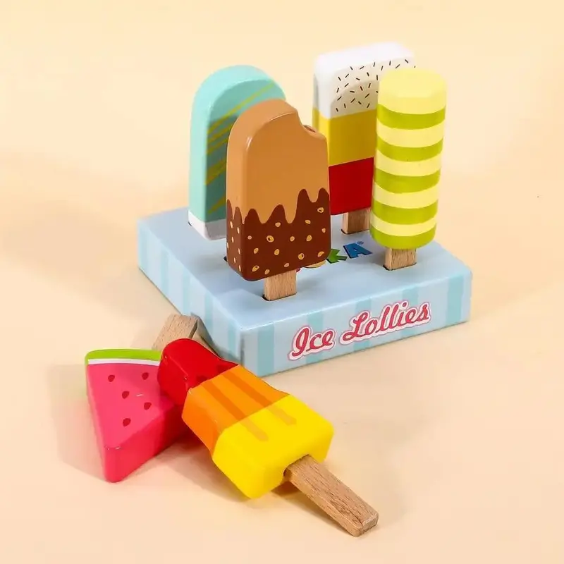 Wooden Ice Cream Pretend Play Set – 7-Piece Lollipop & Sundae Collection for Kids | SOKA®