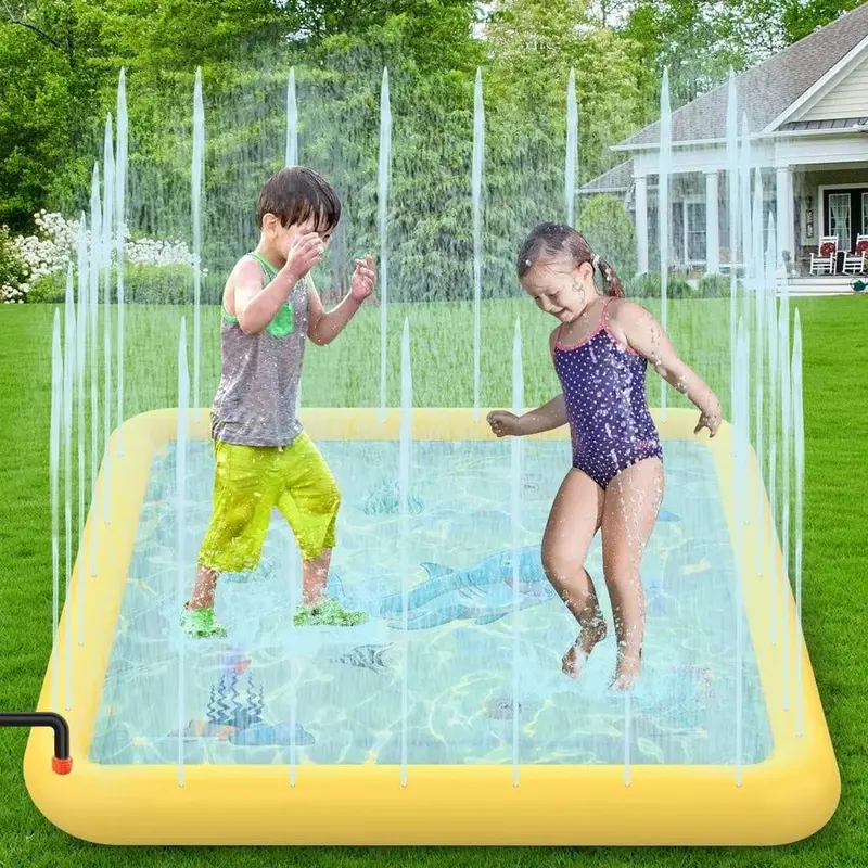 Yellow Aquatic Splash Play Mat | Adjustable Outdoor Sprinkler Pad for Summer Fun by SOKA®